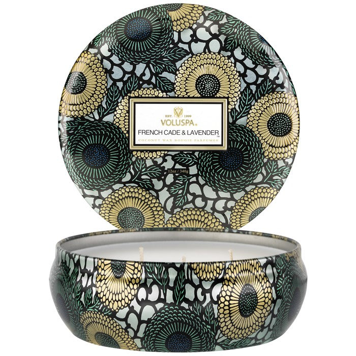 Voluspa: French Cade Lavender 3 Wick Tin Candle