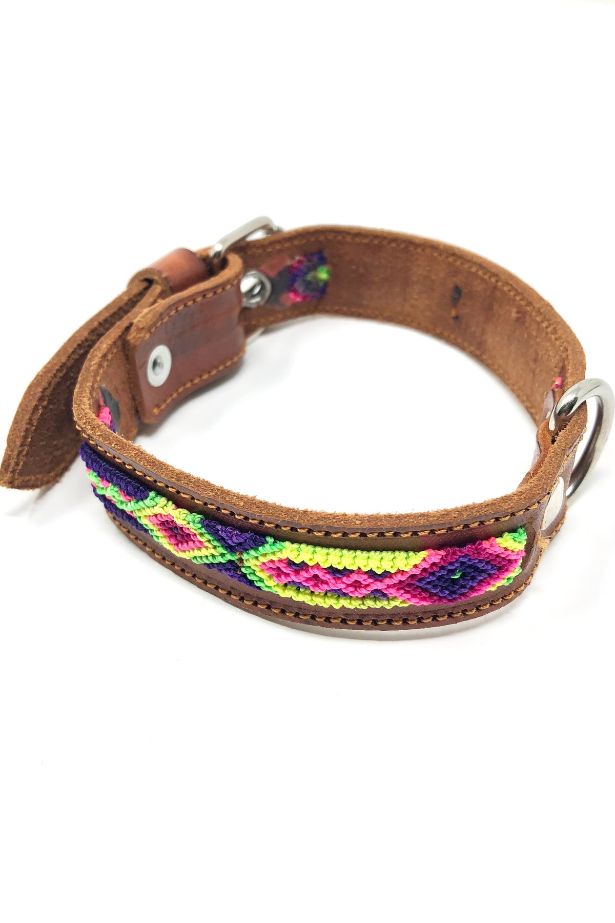 Colorful Pink/Purple Leather Pet Collar: Small