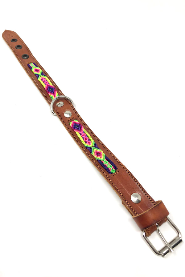 Colorful Pink/Purple Leather Pet Collar: Small