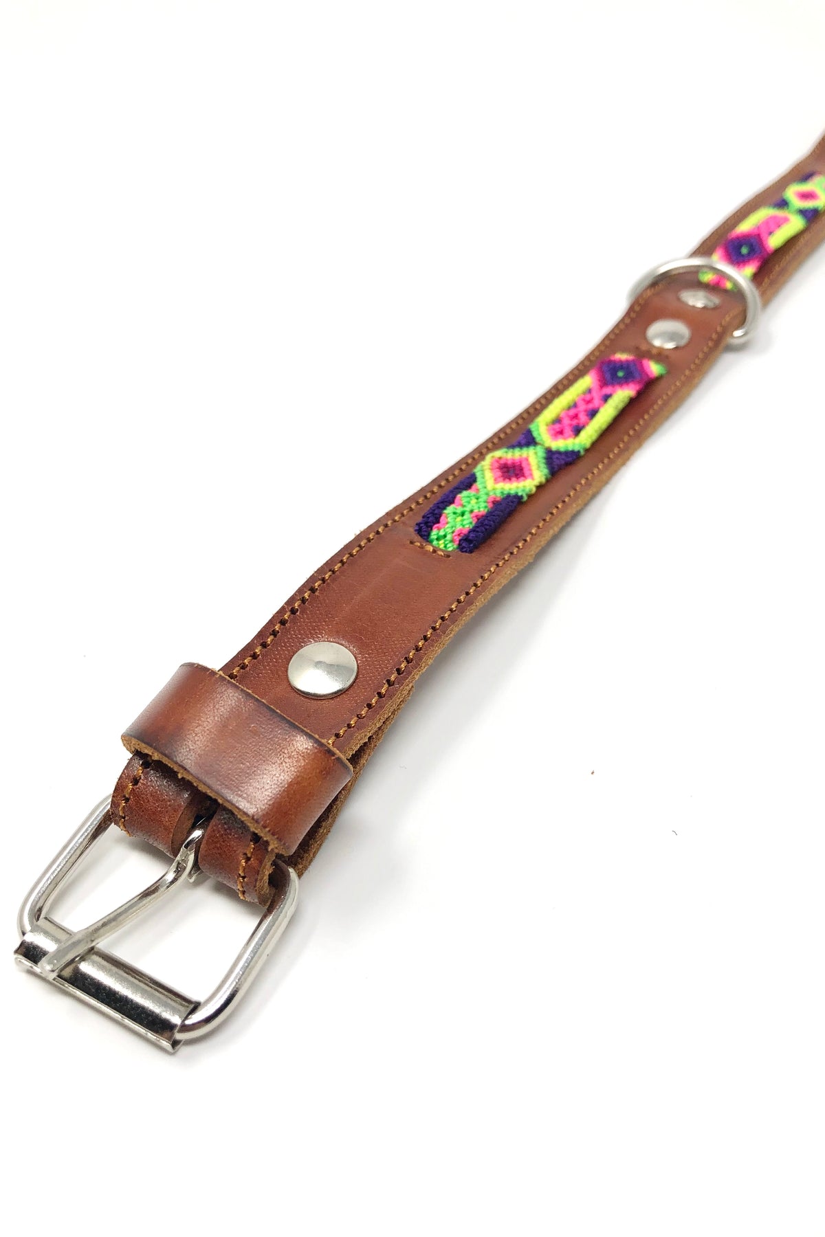 Colorful Pink/Purple Leather Pet Collar: Small