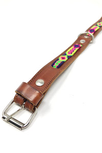 Colorful Pink/Purple Leather Pet Collar: Small