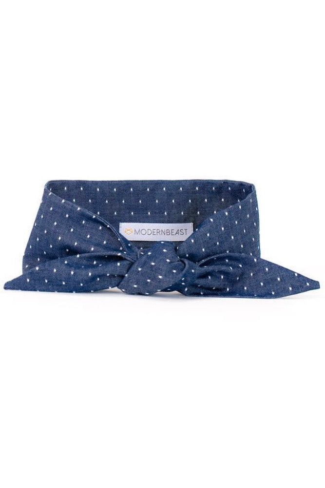 Dog Necktie: Denim Polka Dot