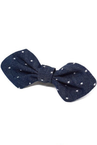 Dog Bowtie Denim Polkadot Small