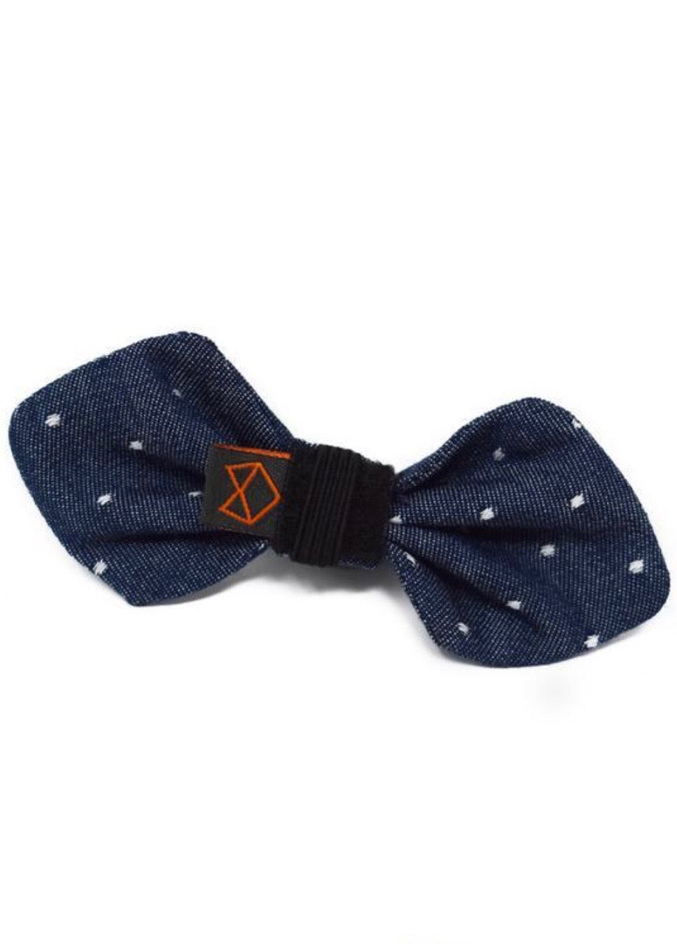 Dog Bowtie Denim Polkadot Small