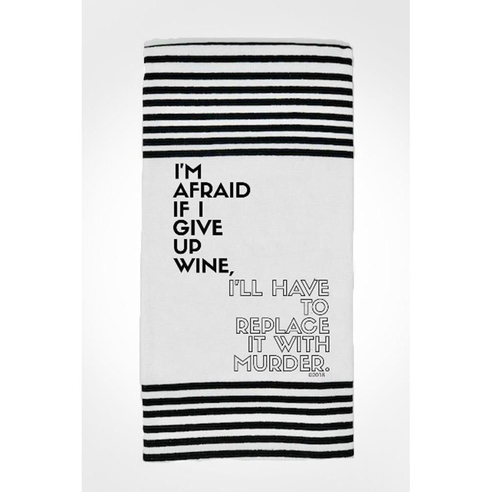 Wine Murder b/w striped small hand towel