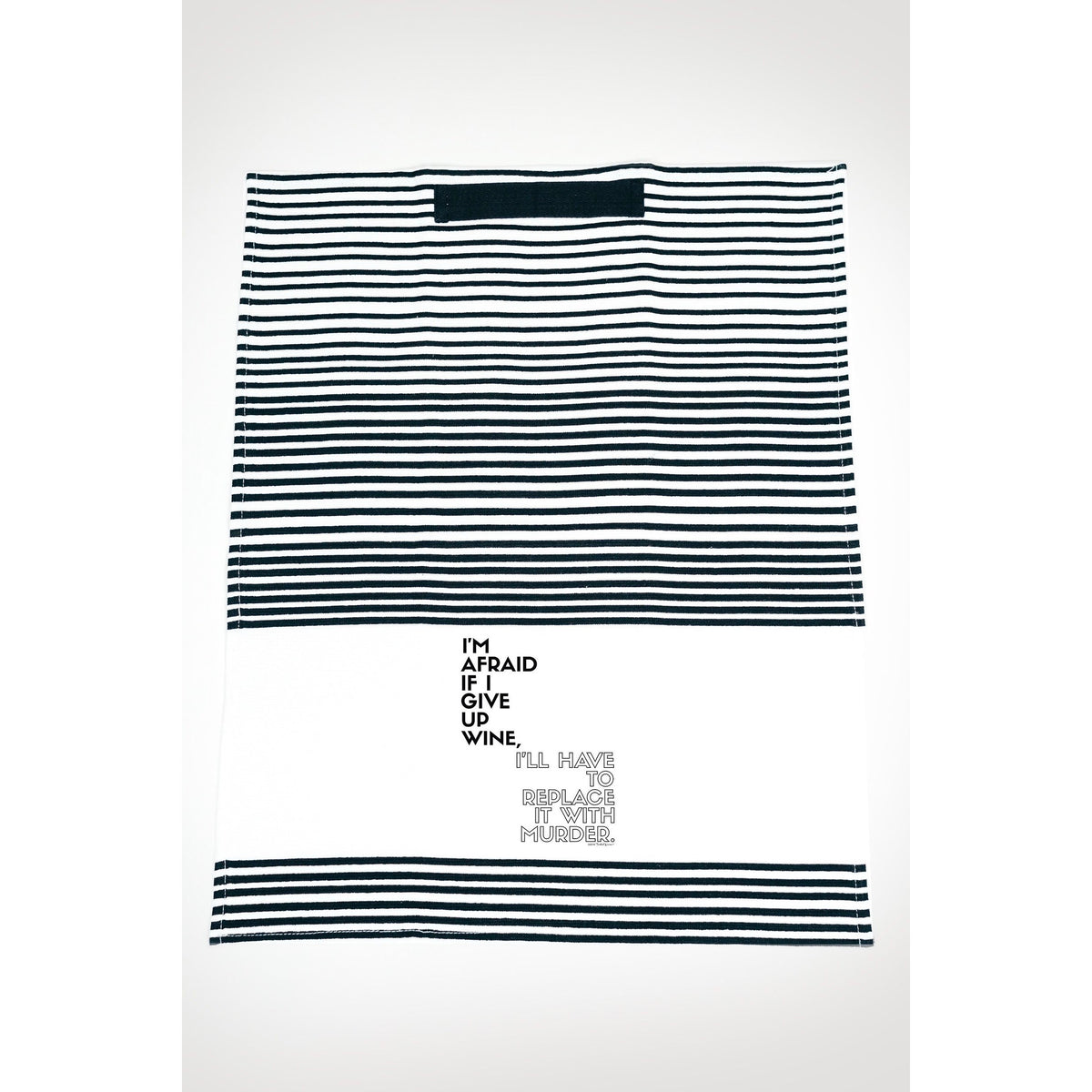 Wine Murder b/w striped small hand towel