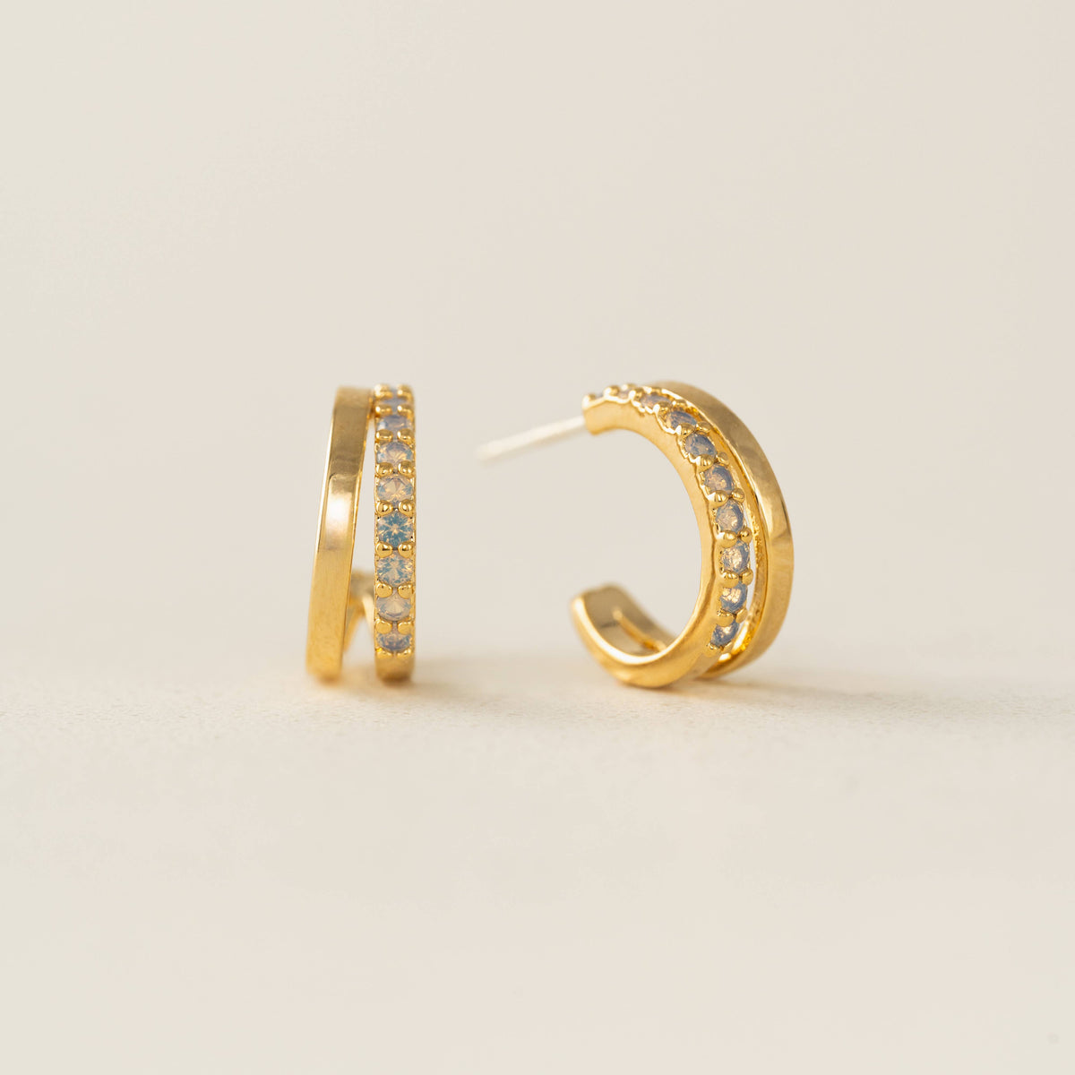 Dewdrop Hoop Earrings | Cubic Zirconia | Gold-Plated Brass