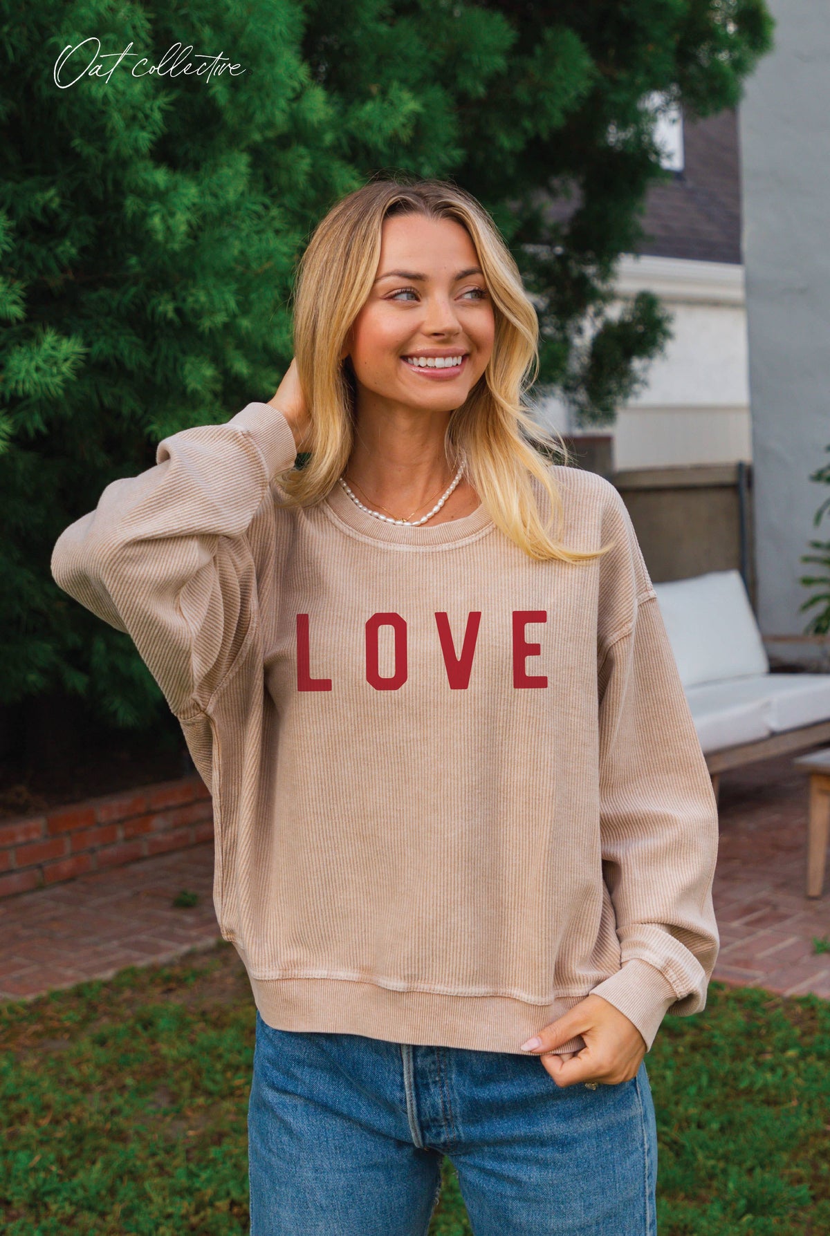 LOVE Cropped Thermal Vintage Pullover