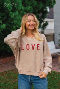 LOVE Cropped Thermal Vintage Pullover