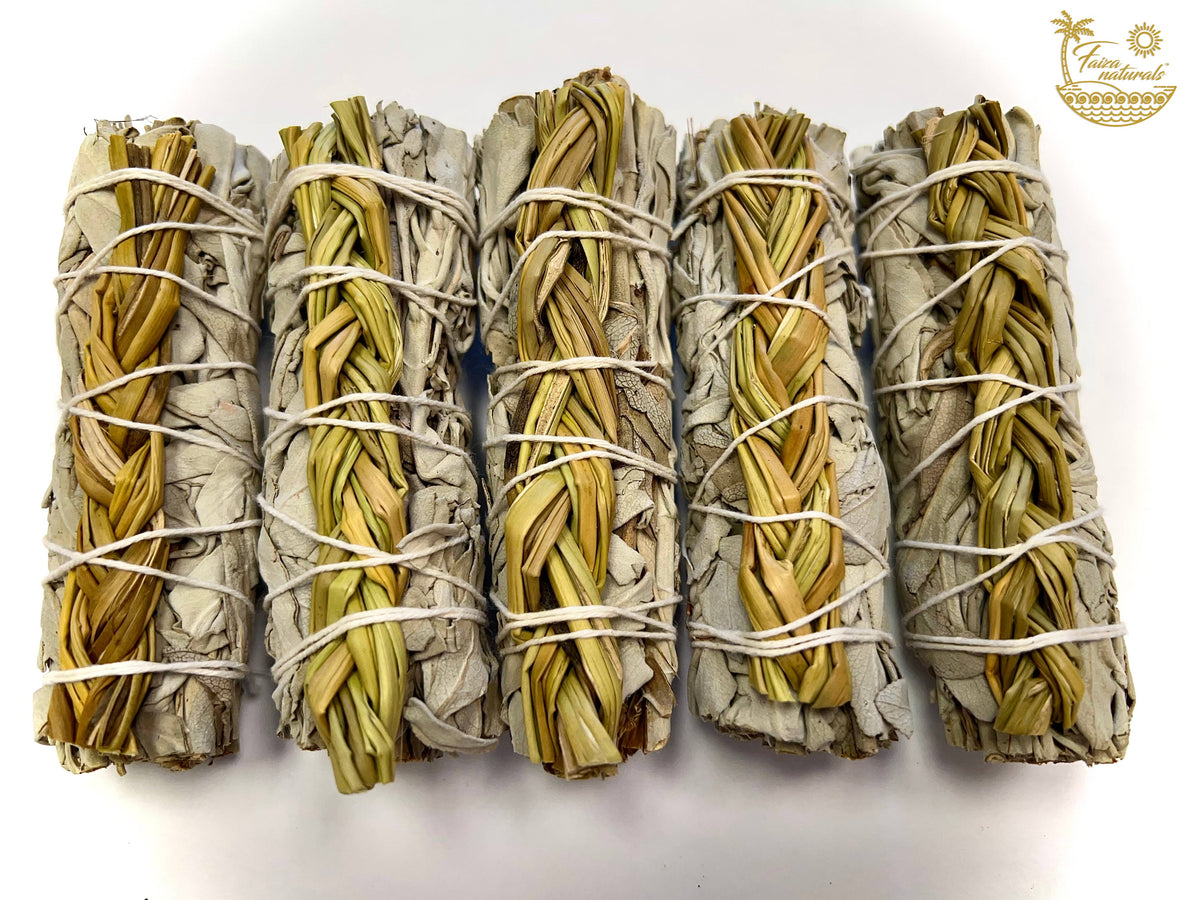 Braided Sweetgrass with White Sage Bundle