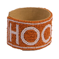 Texas Hook 'em Beaded Cuff in Burnt Orange and White by Desden