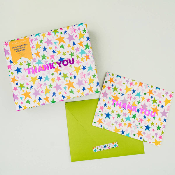 Boxed Greeting Cards - 10 Thank You Cards - Stars