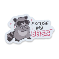 Excuse My Sass Raccoon Funny Vinyl Sticker