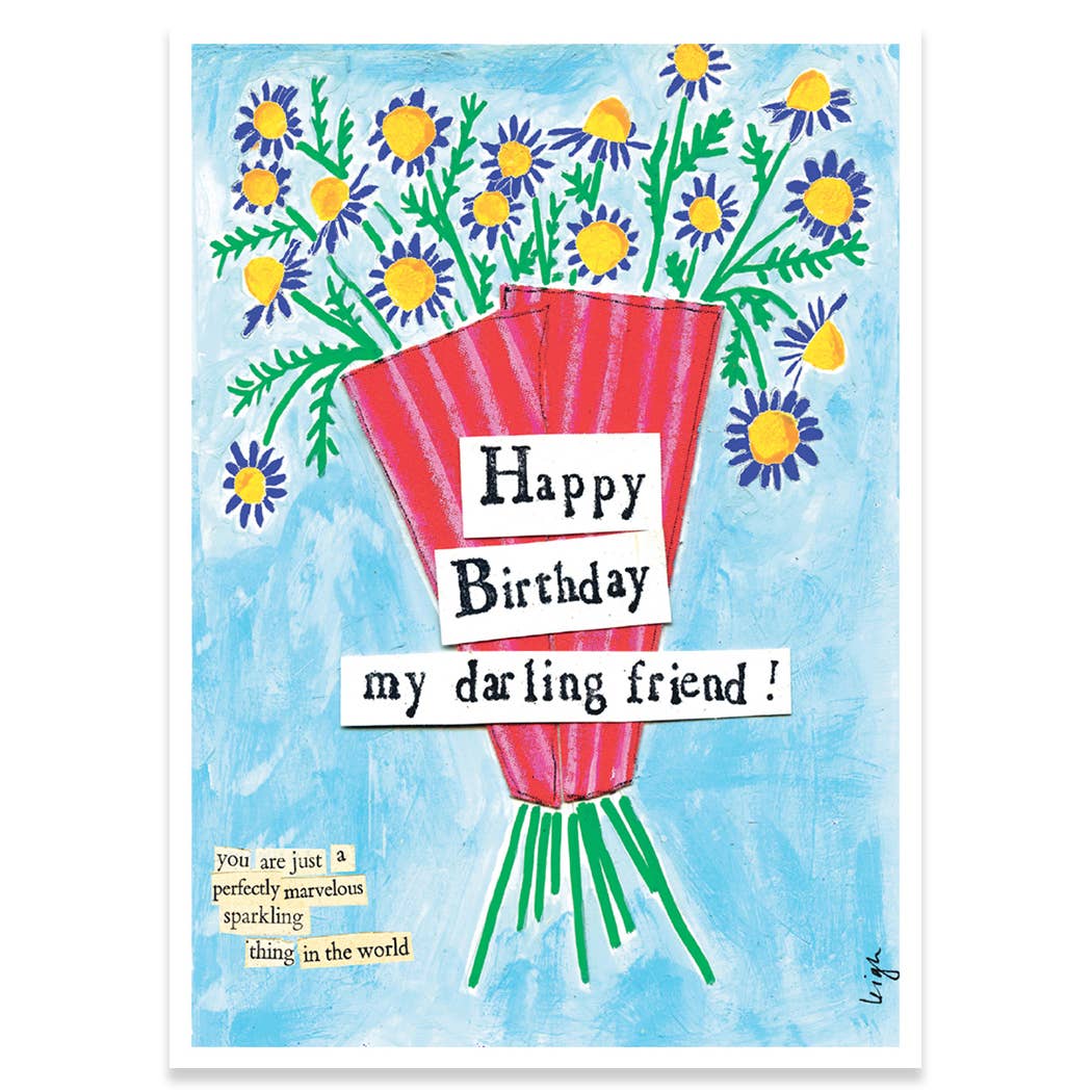 DARLING FRIEND BIRTHDAY GREETING CARD 4.5 x 6.25"