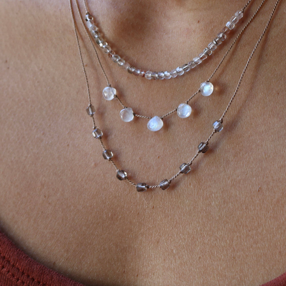 VIBE NECKLACE | ICE OBSIDIAN 9 STONE