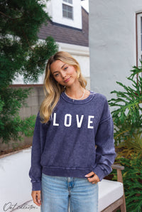 LOVE Cropped Thermal Vintage Pullover