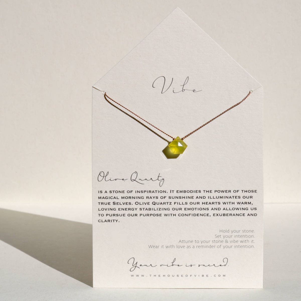 VIBE NECKLACE | OLIVE QUARTZ PENTAGON