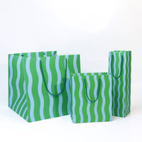 Green/Aqua Fussy Stripe Gift Bag