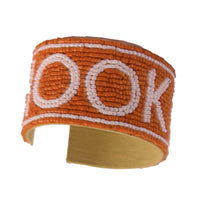 Texas Hook 'em Beaded Cuff in Burnt Orange and White by Desden