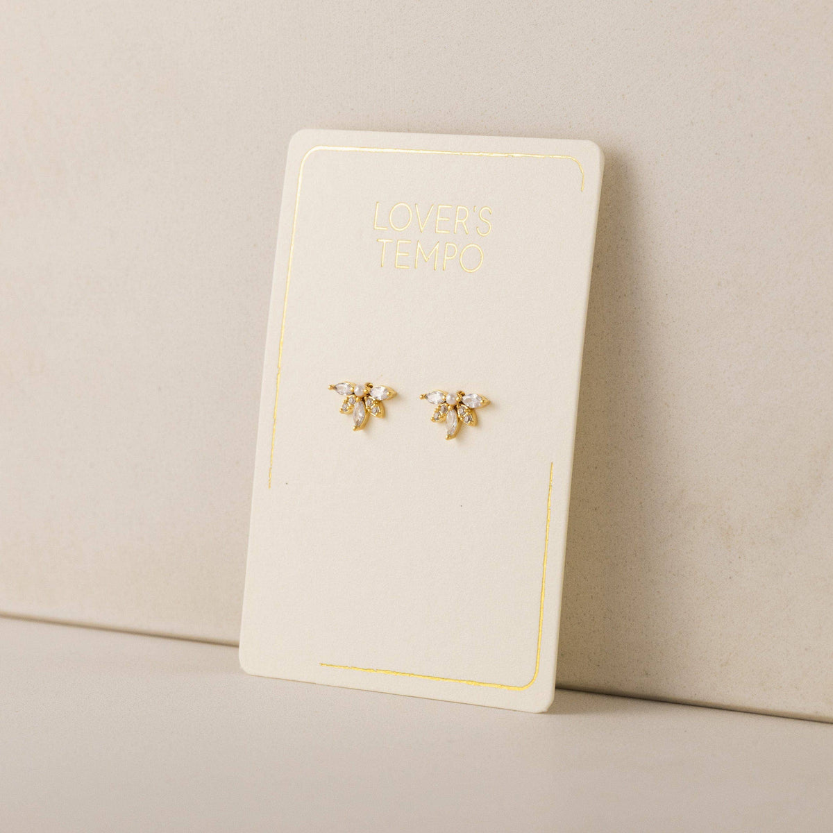 Harlowe Stud Earrings | Cubic Zirconia Studs | Pearl Accent