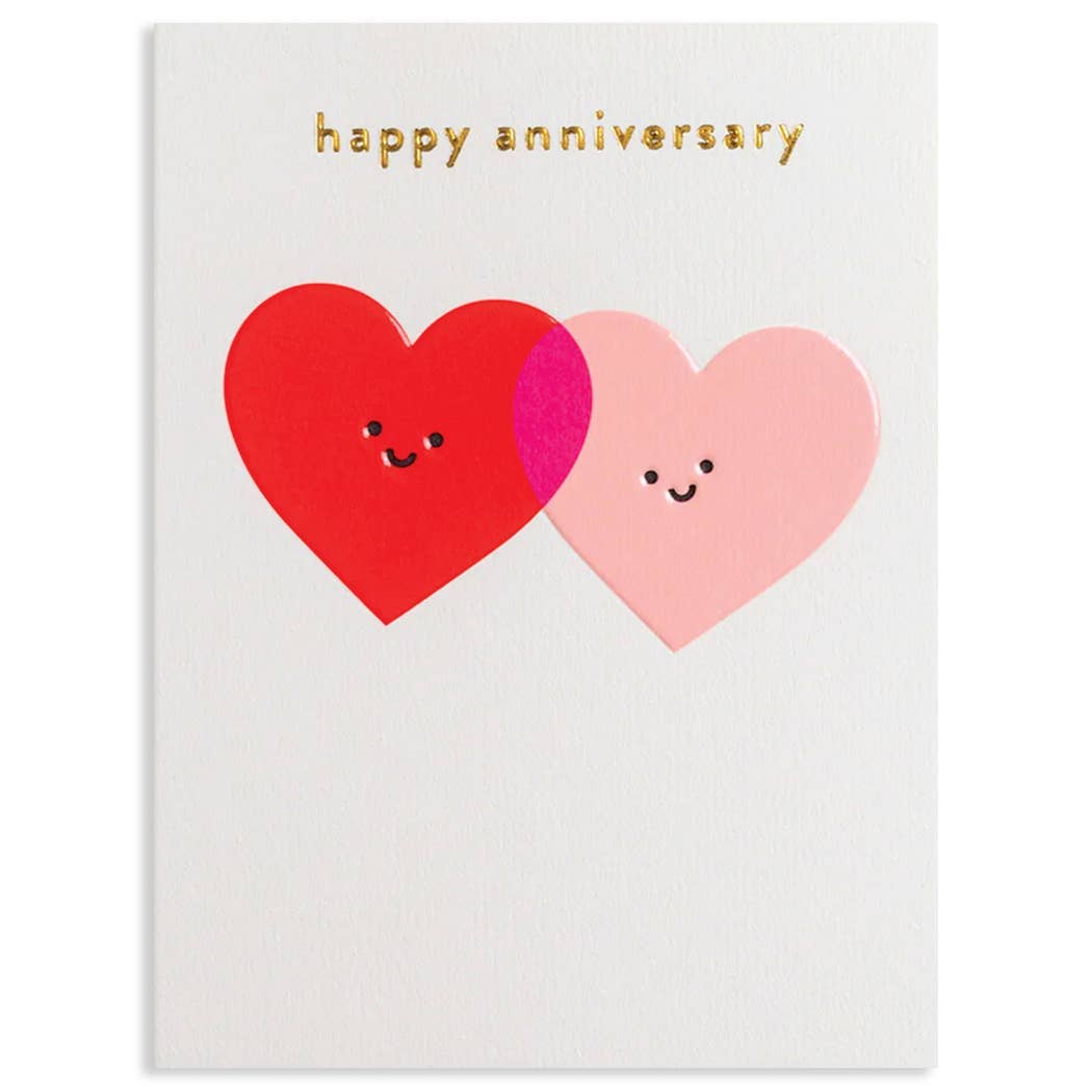 HEART SMILEYS ANNIVERSARY GREETING CARD 3.5 x 4.75"