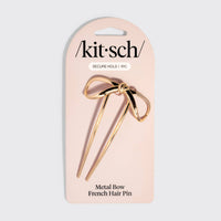 Mini Metal Bow French Hair Pin - Gold