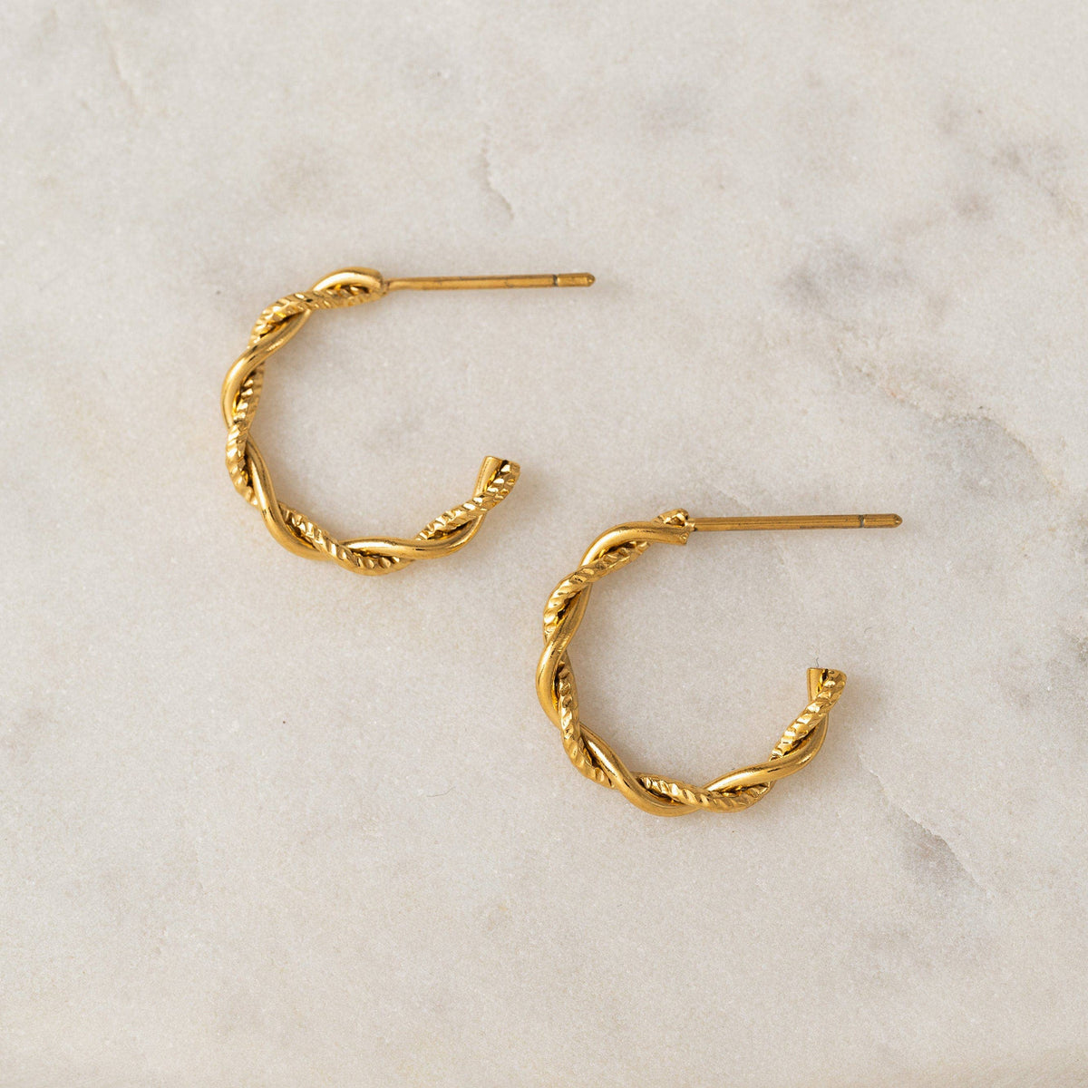 Josie Earrings | Twisted Hoops | Waterproof Gold Earrings