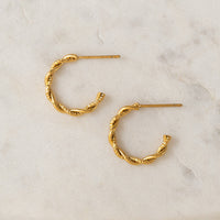 Josie Earrings | Twisted Hoops | Waterproof Gold Earrings