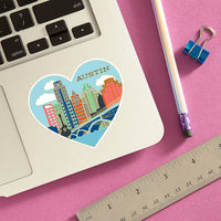 Austin Texas Skyline Heart Die Cut Sticker