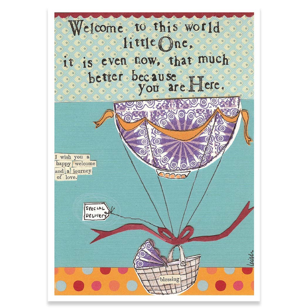 WELCOME LITTLE ONE NEW BABY GREETING CARD 4.5 x 6.25"