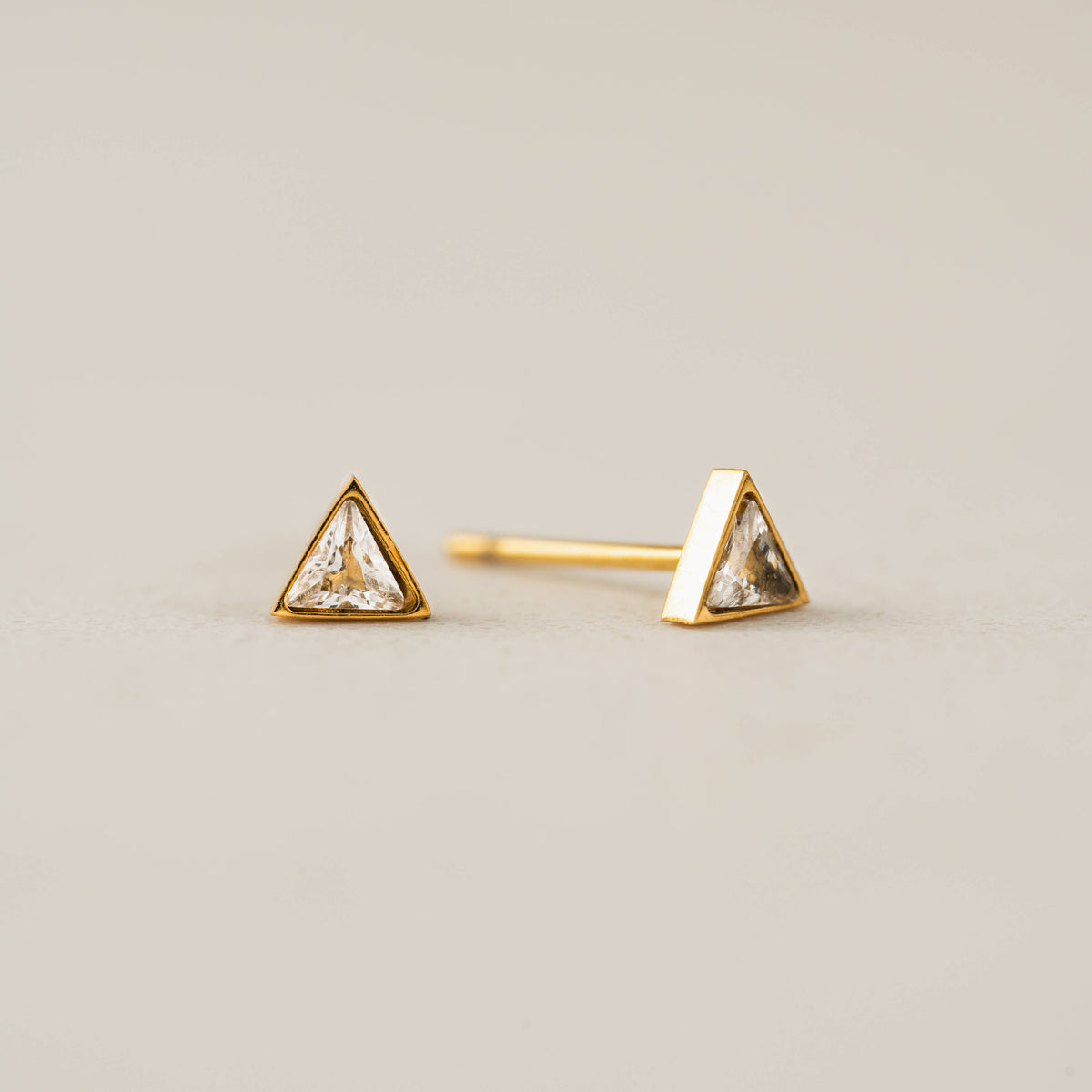Sail Triangle CZ Stud Earrings | Gold Studs | Cubic Zirconia