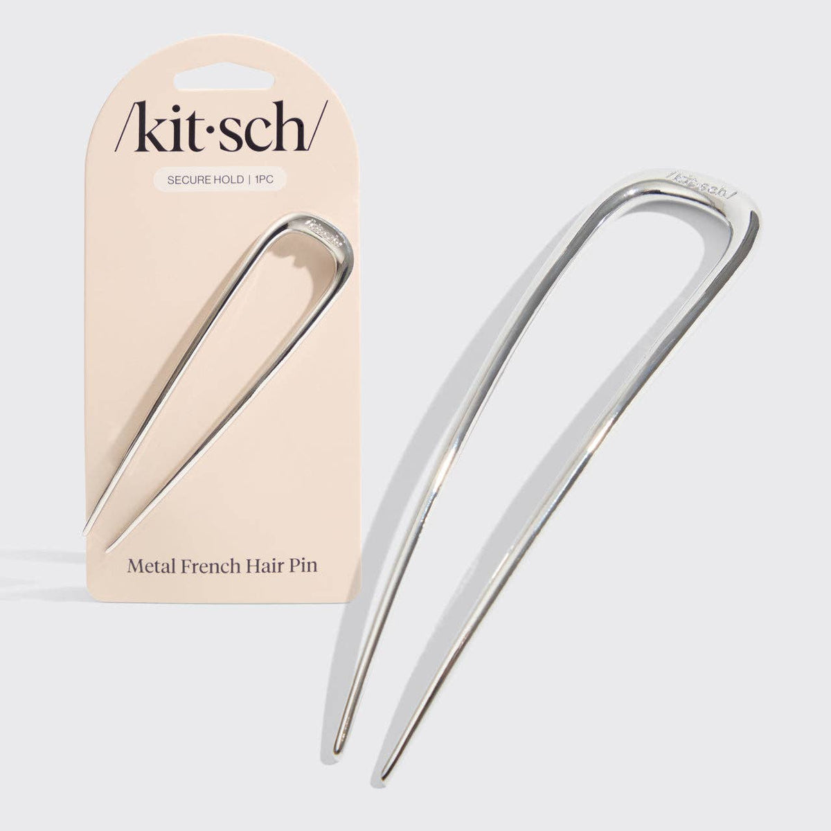 Metal French Hair Pin - Silver