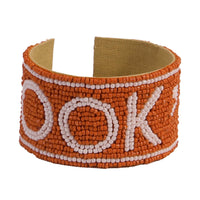 Texas Hook 'em Beaded Cuff in Burnt Orange and White by Desden