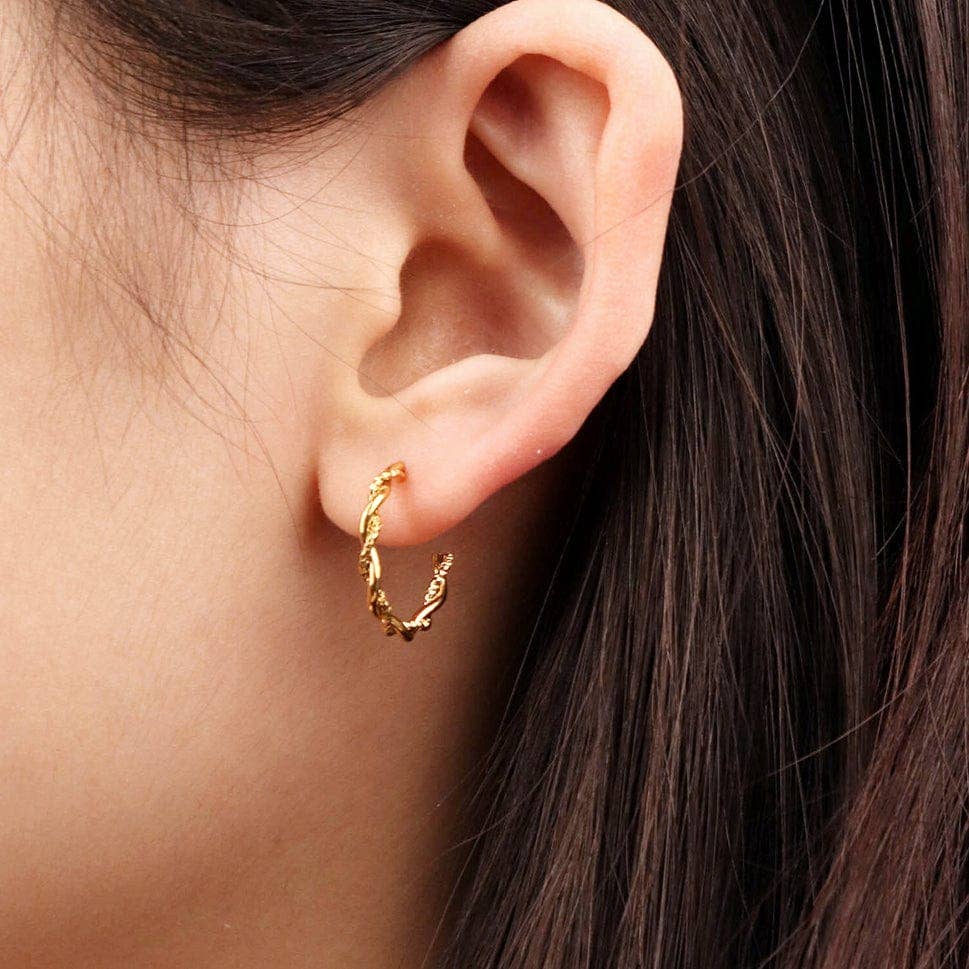 Josie Earrings | Twisted Hoops | Waterproof Gold Earrings