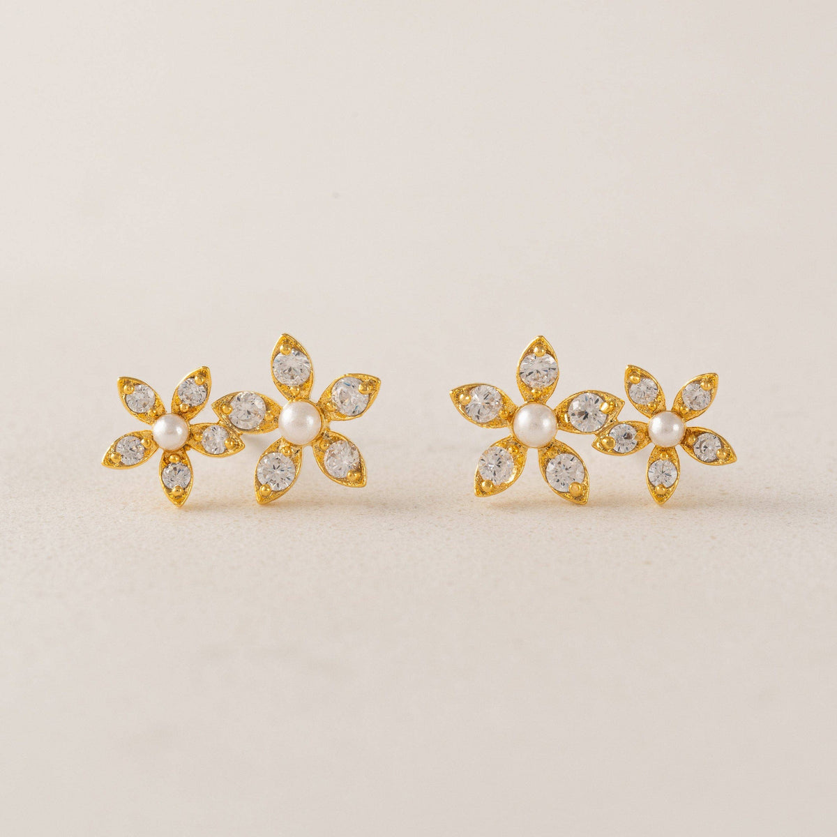 Lily Climber Earrings | CZ Climber Earrings | Floral Climber