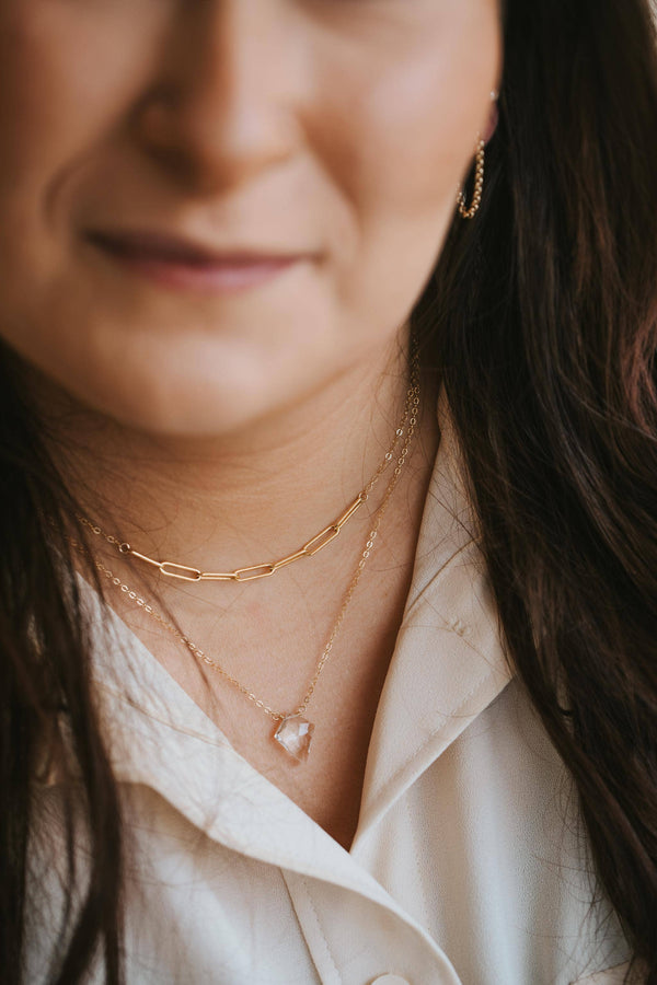 Crystal Dagger Necklace | 14kt Gold Fill + Sterling Silver
