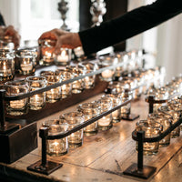 Jan Barboglio 6-Step Firedance Railroad with hand blown votives