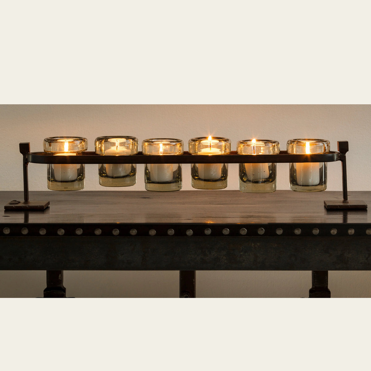 Jan Barboglio 6-Step Firedance Railroad with hand blown votives
