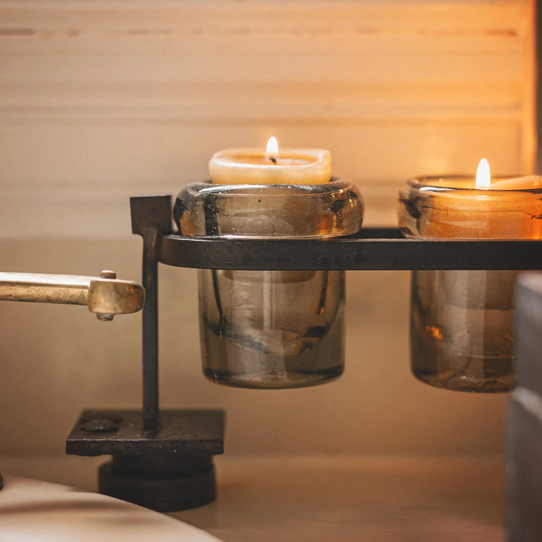 Jan Barboglio 6-Step Firedance Railroad with hand blown votives