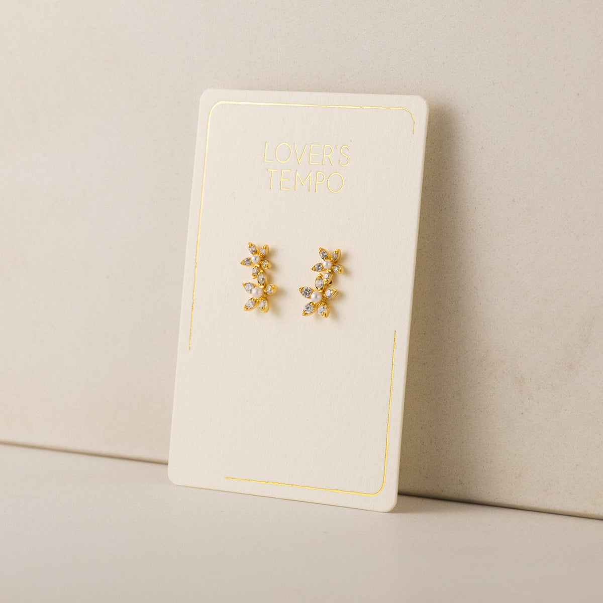Lily Climber Earrings | CZ Climber Earrings | Floral Climber