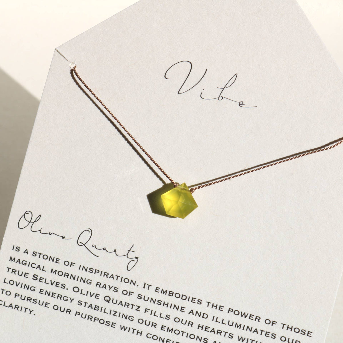 VIBE NECKLACE | OLIVE QUARTZ PENTAGON