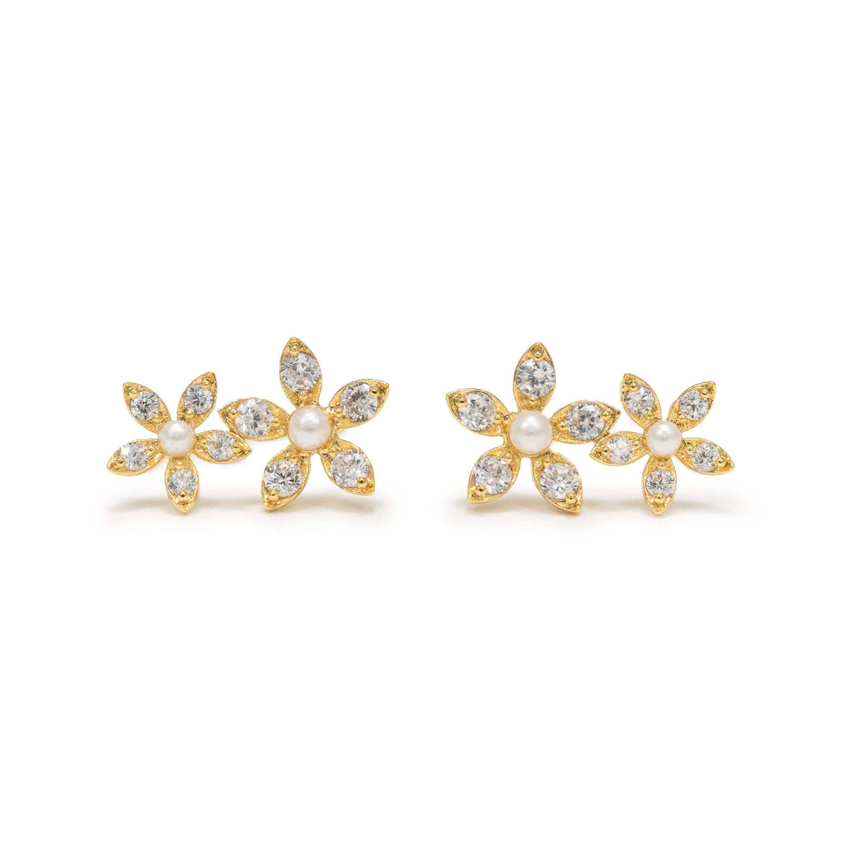 Lily Climber Earrings | CZ Climber Earrings | Floral Climber