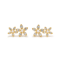 Lily Climber Earrings | CZ Climber Earrings | Floral Climber