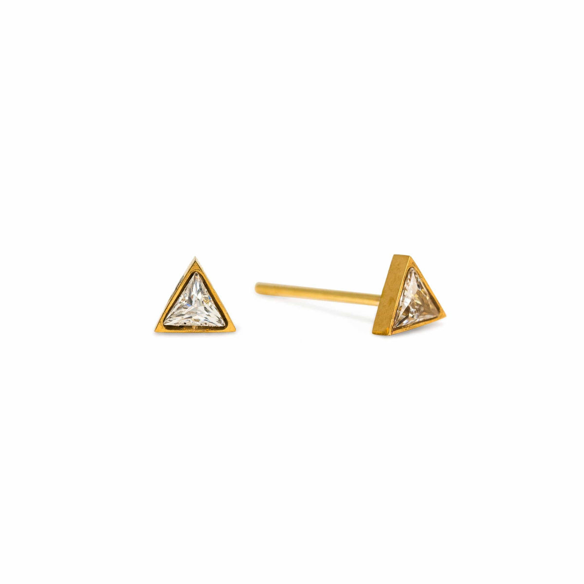 Sail Triangle CZ Stud Earrings | Gold Studs | Cubic Zirconia