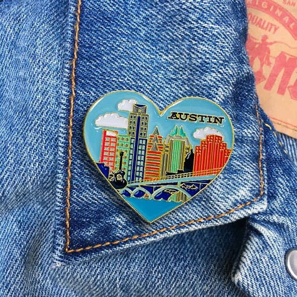 Austin Skyline Texas Heart Pin