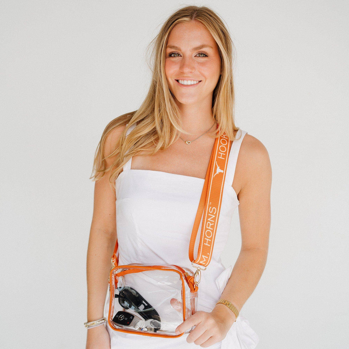 Texas Longhorns Bridget Clear Purse – Stadium Bag with Custom Strap