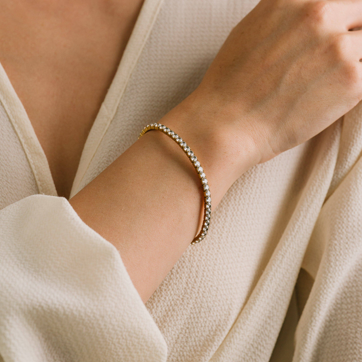 Stretch CZ Tennis Bracelet | Gold Tennis Bracelet | 18K Gold