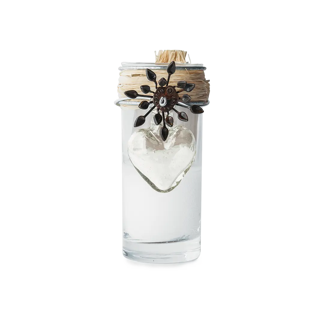 Jan Barboglio Adelita Sacred Clear Glass Heart Votive Candle