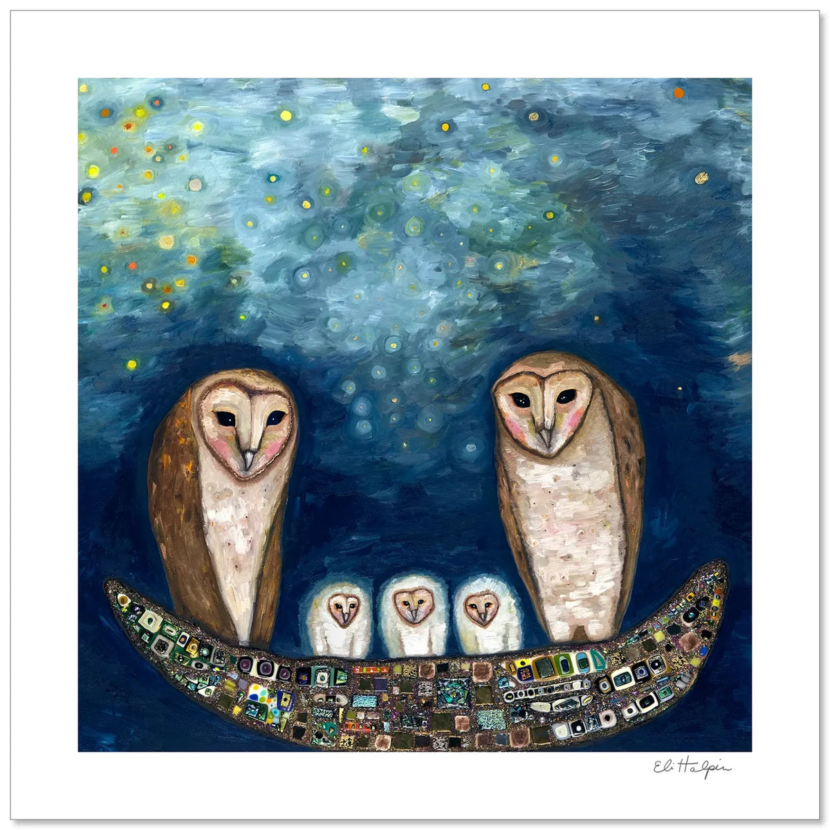 Eli Halpin Barn Owl Treasure Nest Signed Print