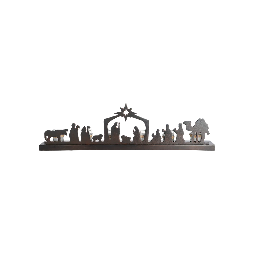 Jan Barboglio Estrella De Belen Nativity Rail w/ 6 Candles